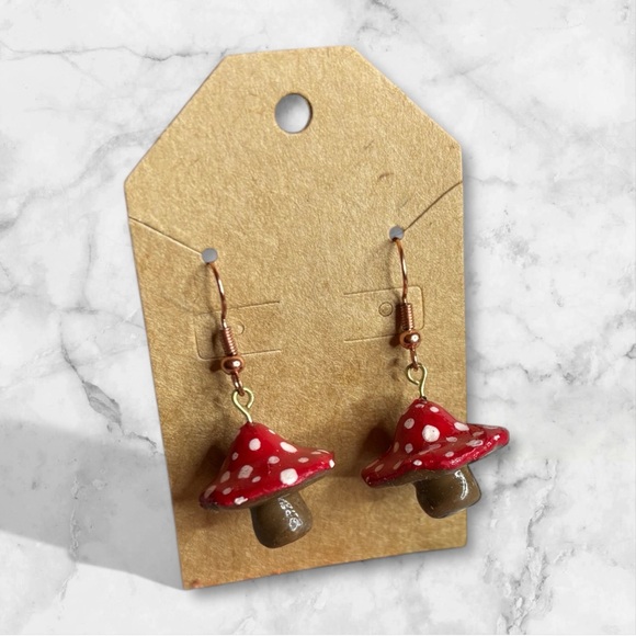 Handmade Jewelry - Red Mushroom Earrings